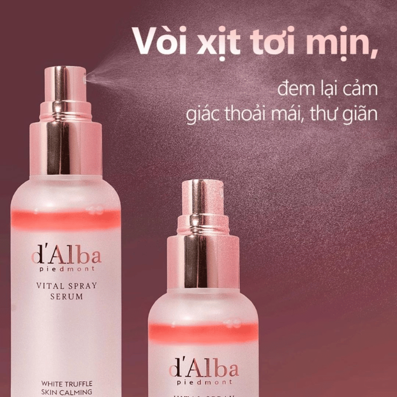 d'Alba Vital Spray Serum có thiết kế chai nhỏ gọn, thuận tiện mang theo sử dụng trong suốt ngày dài